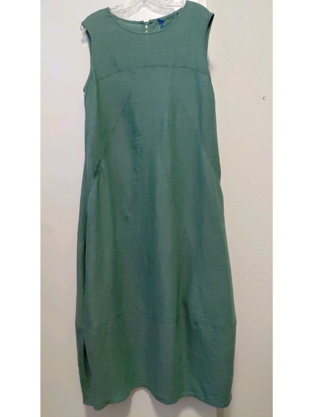Yuvita Linen Maxi Dress Sleeveless Pockets Size Large Green